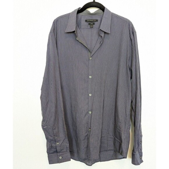John Varvatos Blue Striped Button Up Shirt Mens Large - Picture 1 of 11